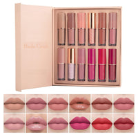 HUDACRUSH Huda Crush Beauty Ultra Smooth Velvet Finish Book Style Liquid Matte Lipstick Gift Set For Girl's & Women - Waterproof | Long-Lasting | Non - Transfer (Pack Of 12 Pieces, 3ml Each)