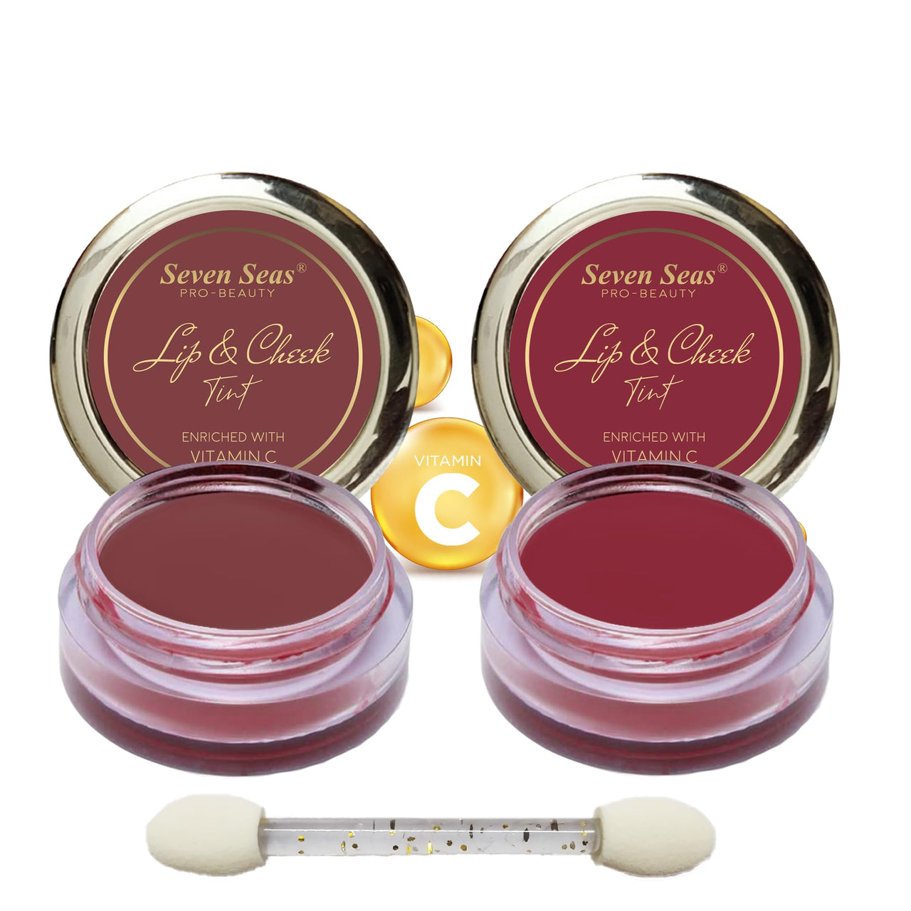 Seven Seas Lips & Cheek Tint Combo Pack of 2 | Matte Natural Blush for Women | Lip Tint with Vitamin E | Nourishing Cheek Tint (Copper Rust, Mandy)