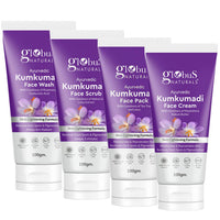 Globus Naturals Kumkumadi Skin Lightening Face Care Combo, Set of 4, Face Wash, Face Scrub, Face Cream & Face Pack