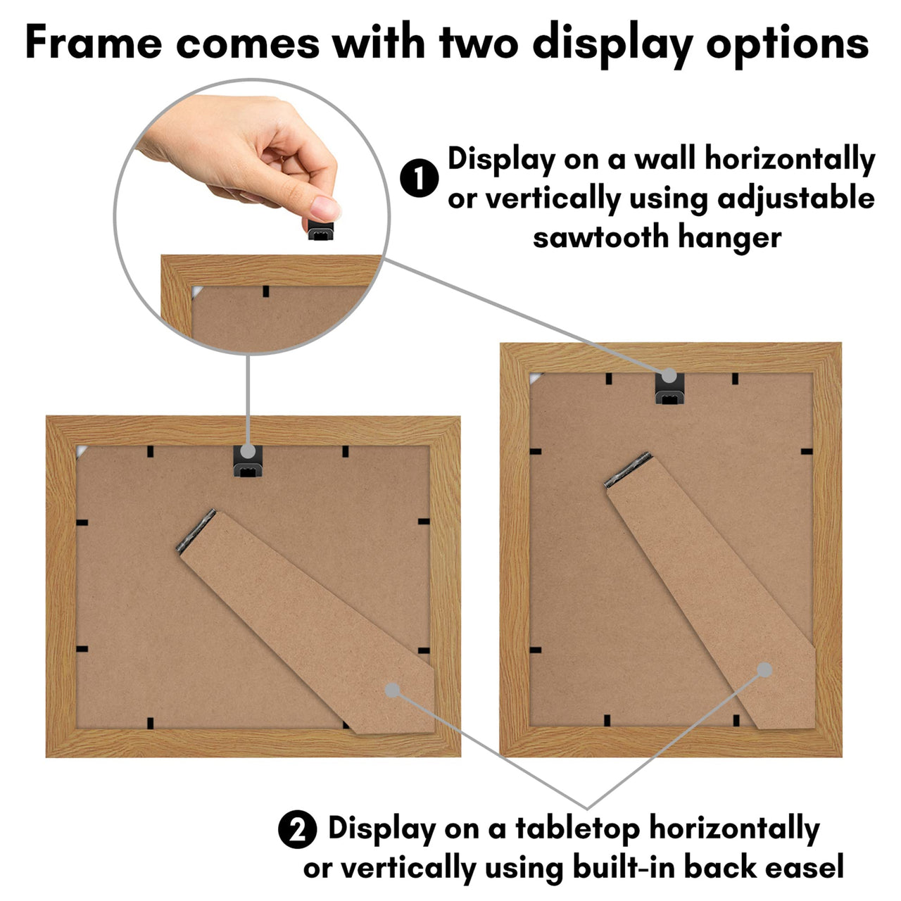 Americanflat 8x10 Picture Frame in Dark Oak - Use as 5x7 Picture Frame with Mat or 8x10 Frame Without Mat - Engineered Wood Photo Frame with Shatter-Resistant Glass and Easel for Wall and Tabletop