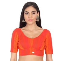 JISB Women's  Cotton Geometric Half Sleeve Blouse