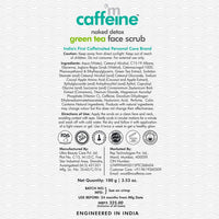 mCaffeine Green Tea Face Scrub with Vitamin C & Walnut for Women & Men | Removes Dirt, Blackheads & Gently Exfoliates Skin | For Oily, Normal, Dry, Combination & Sensitive Skin (100gm)