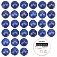 100Pcs Natural Crystal Beads Stone Gemstone Round Loose Energy Healing Beads with Free Crystal Stretch Cord for Jewelry Making (Lapis, 8MM) Lapis