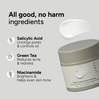 Gabit Salicylic Acid & Green Tea Face Moisturiser For Acne, Blackheads & Open Pores | Oil free, Lightweight Moisturizer, Exfoliates, Brightens skin |Ceramides, Niacinamide, CiCa |For Women & Men, 50ml