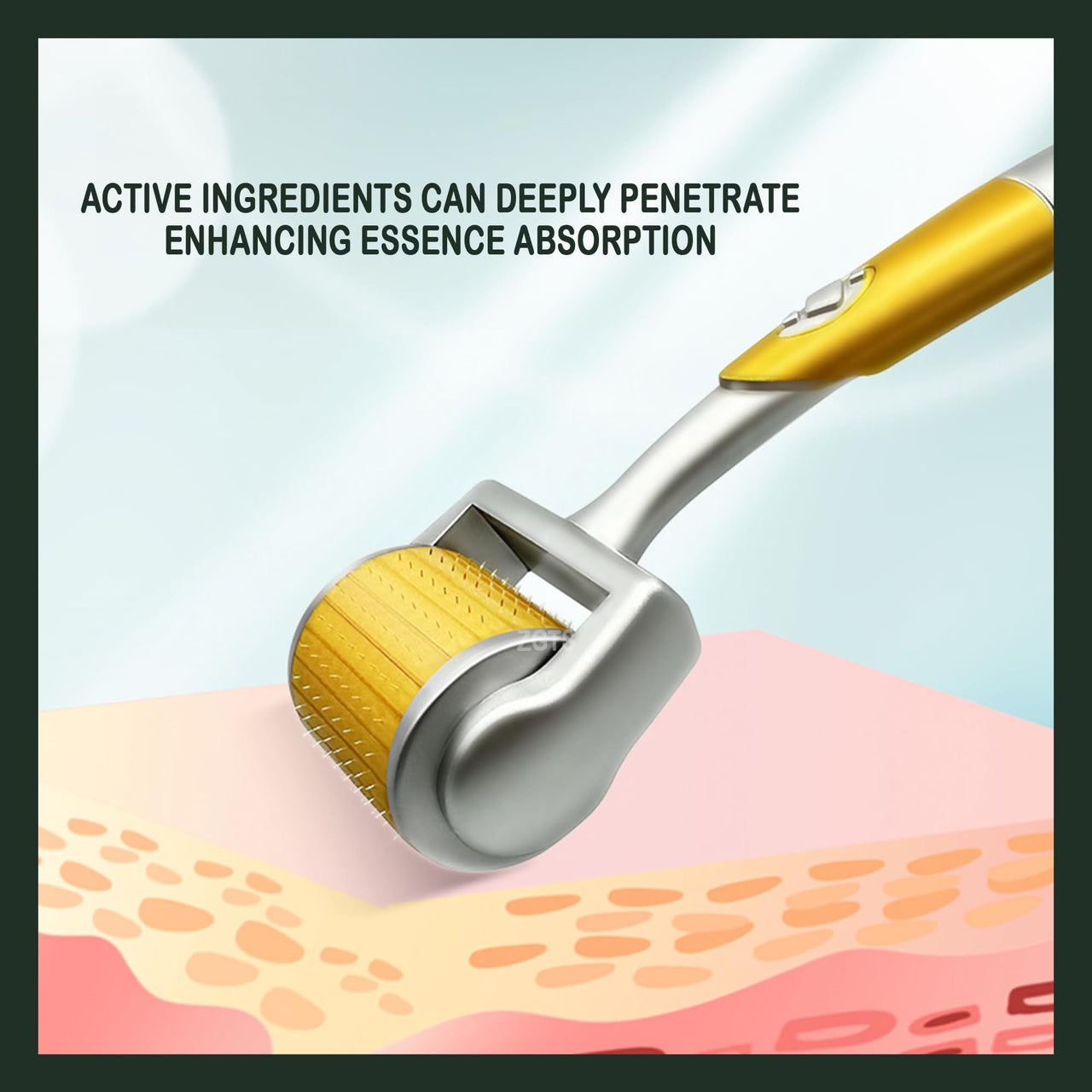 ZGTS Professional Gold Plated 192 Needles Titanium Alloy Derma Roller, Gold, 1.0 mm