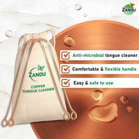 Zandu Copper Tongue Cleaner (Pack of 2) :An Anti-Microbial Tongue Cleaner for Managing Oral Health | Reduces Bad Breath & Supports Digestive Health | Comfortable & Flexible Handle | Easy & Safe to Use