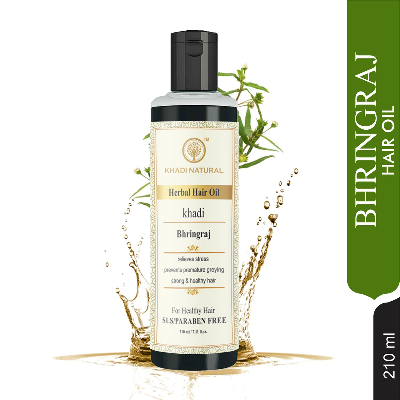 Khadi Natural Amla Bhringraj Hair Oil 210 ML - Nourishing and Strengthening Hair Oil with Amla and Bhringraj Extracts - Natural Haircare Pack 2 (Bhringraj)