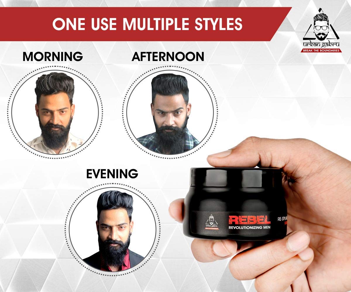 UrbanGabru Rebel Hair Styling Clay Wax for Men | Strong Hold | Matte Finish | 100 Times Re-Styleable with Keratin (Safe & Natural) - 85 gm | Adds Texture