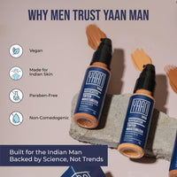 Yaan Man Tinted Moisturizer for Men, 30gm (Dark) | BB Cream | Improves Uneven Skin Tone| Hydrating and Light Weight, Non Sticky Makeup | With Kale Oil & Trehalose
