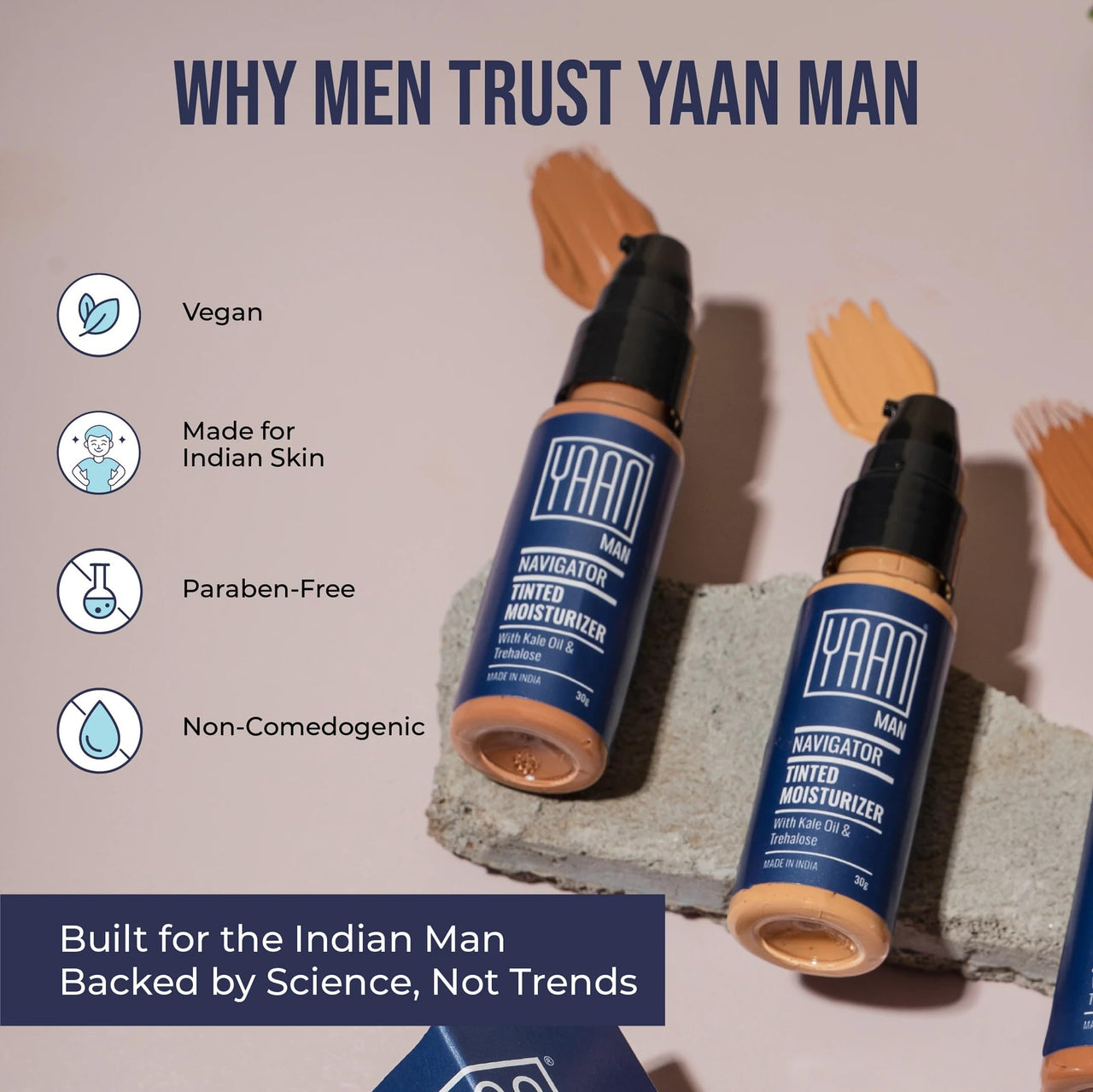 Yaan Man Tinted Moisturizer for Men, 30gm (Medium) | BB Cream | Improves Uneven Skin Tone| Hydrating and Light Weight, Non Sticky Makeup | With Kale Oil & Trehalose