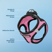 Voyager Step-in Air Dog Harness - All Weather Mesh Step in Vest Harness for Small and Medium Dogs and Cats by Best Pet Supplies - Harness (Pink/Black Trim), S (Chest: 14.5-16