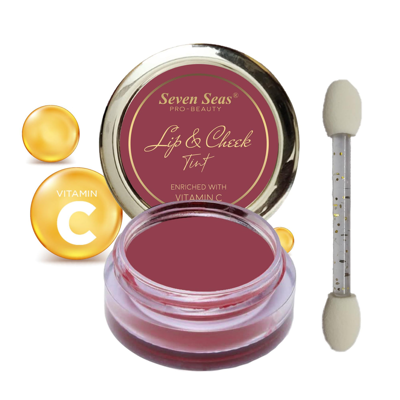 Seven Seas Lips & Cheek Tint Combo Pack of 2 | Matte Natural Blush for Women | Lip Tint with Vitamin E | Nourishing Cheek Tint (Crescent Red)