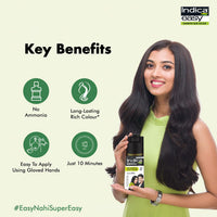 Indica Easy Do-It-Yourself Hair Color Shampoo Pump Pack with 5 Herbal Extracts and 100% Ammonia Free, Long Lasting Formula, 180 ML - Natural Black Colour (Gloves Included) (Pack of 2)