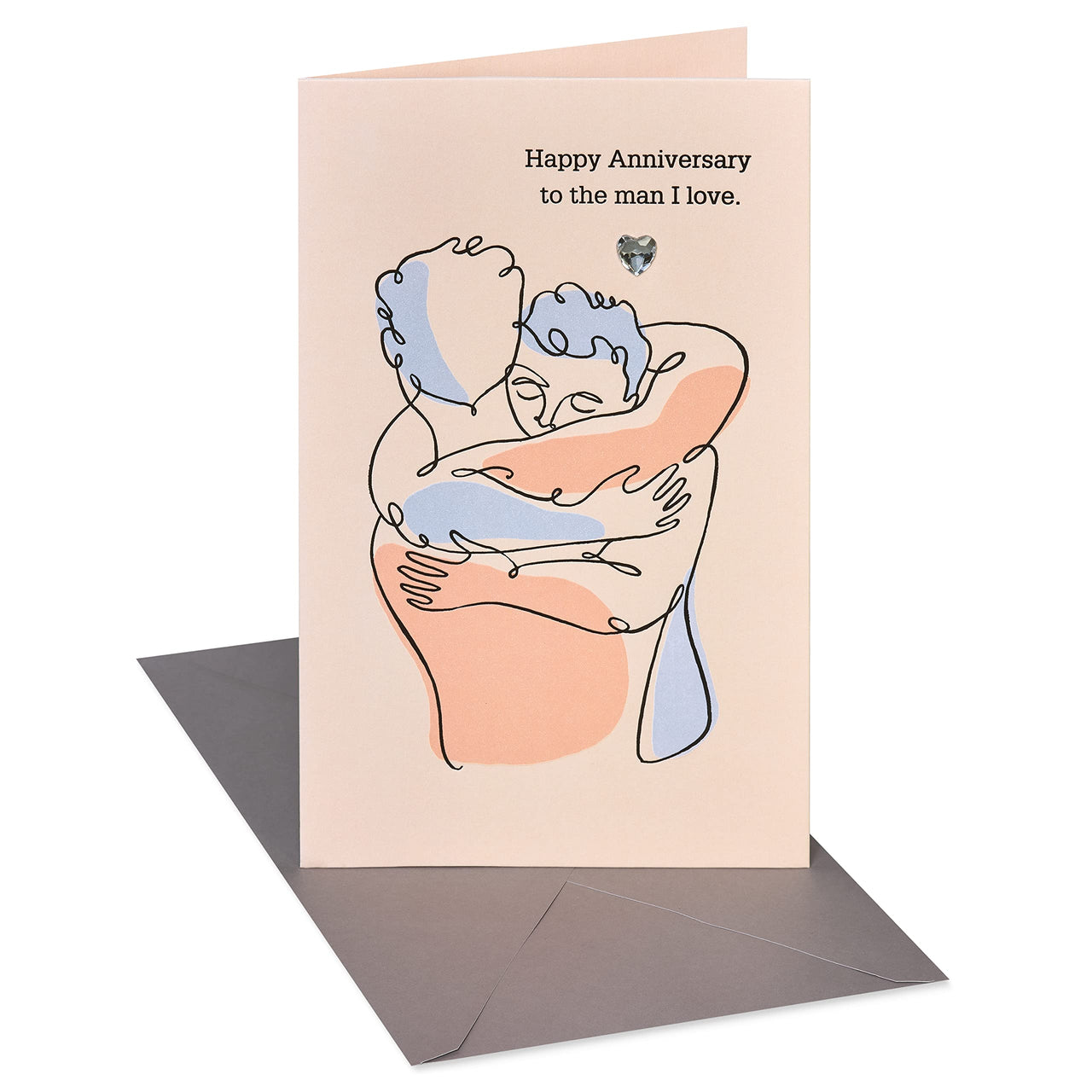 American Greetings Anniversary Card For Him From Him (How Lucky) Silhouettes of 2 Men