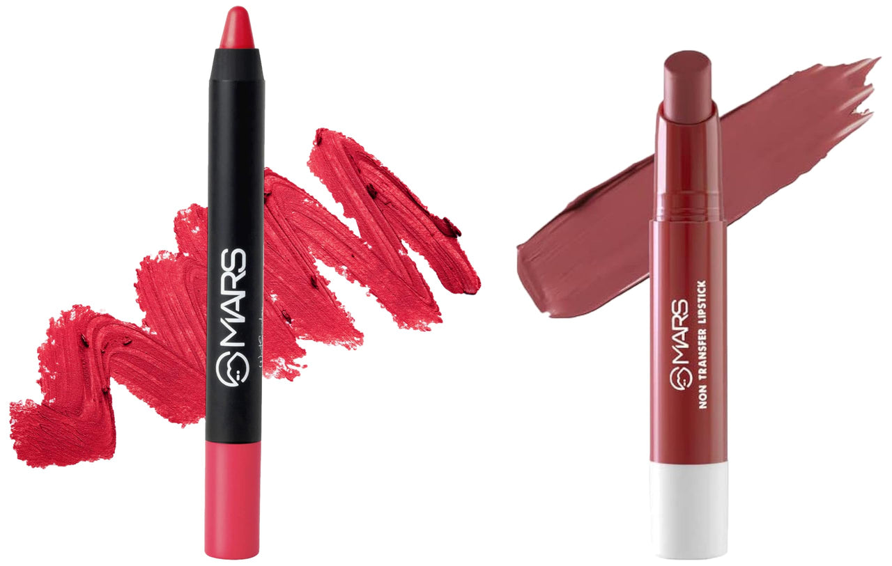 MARS Matte Super Stay Lipstick |(2.6 gm) (02-TREASURE) Long Lasting Crayon Lipstick up to 12 Hours Stay | Matte Finish | Waterproof | Won't Smudge Won't Budge Lip Crayon (3.5 gm) (18-I Am Confident)