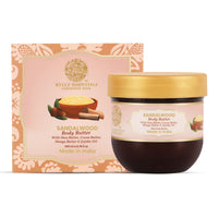 RYLLZ ESSENTIALS Sandalwood Body Butter | with Shea Butter, Cocoa Butter, Mango Butter, Niacinamide & Jojoba Oil | for 48Hrs Moisturisation, Stretch Marks, Dry/Itchy Skin & Uneven Skin Tone | 200 ml