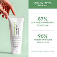 Cos-IQ Vitamin B3-5% Niacinamide Face Wash for Smooth and Even Skin, Tan Removal & Glowing Skin, pH Balanced & Paraben Free (90 Days Pack, 300ml)