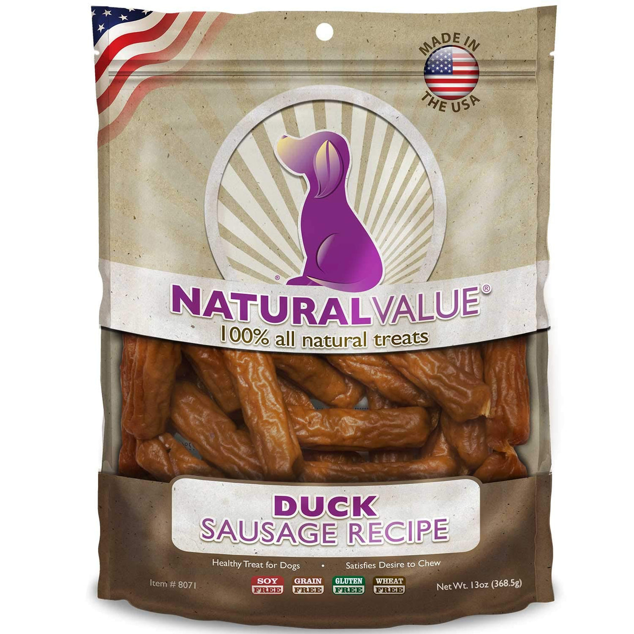 Loving Pets Natural Value All Natural Soft Chew Duck Sausages For Dogs, 13-Ounce 13 Ounce (Pack of 1)