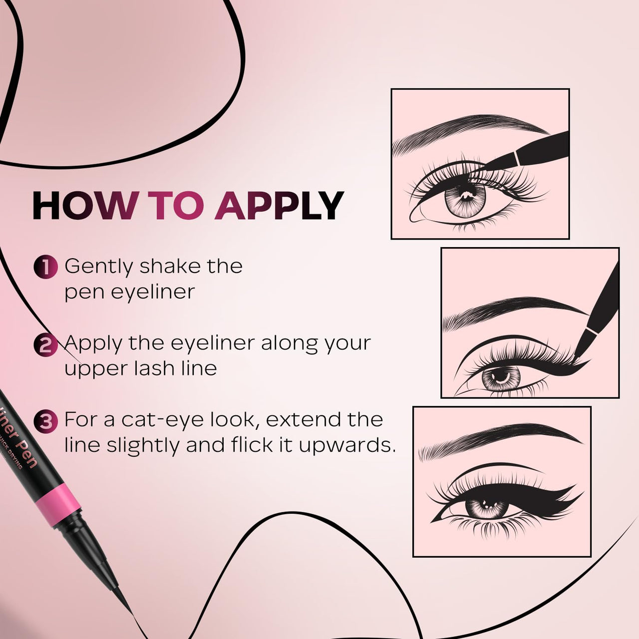 FACES CANADA Magneteyes Fresh Eyeliner Pen - Black, 1ml | All - Day Waterproof & Smudgeproof | Long-Lasting | Intense Color Payoff | Quick Drying & One Stroke Application | Rose Extract