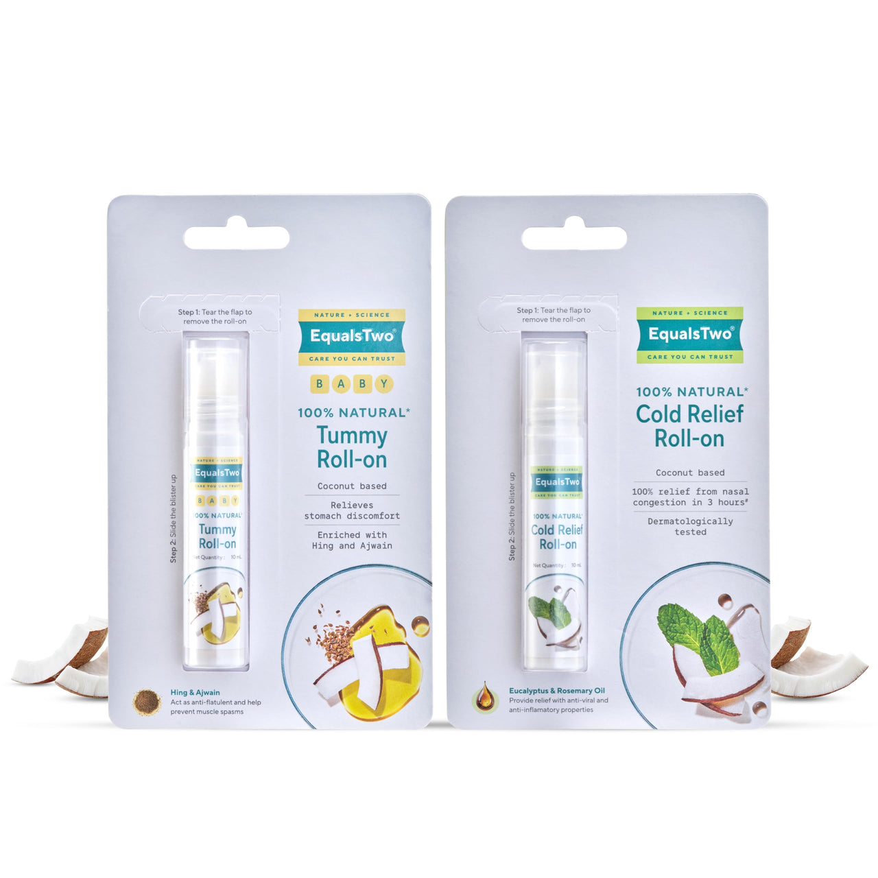 EQUALSTWO Baby Tummy Roll on 10ml + Baby Cold Relief Roll on 10ml (Pack Of 2)