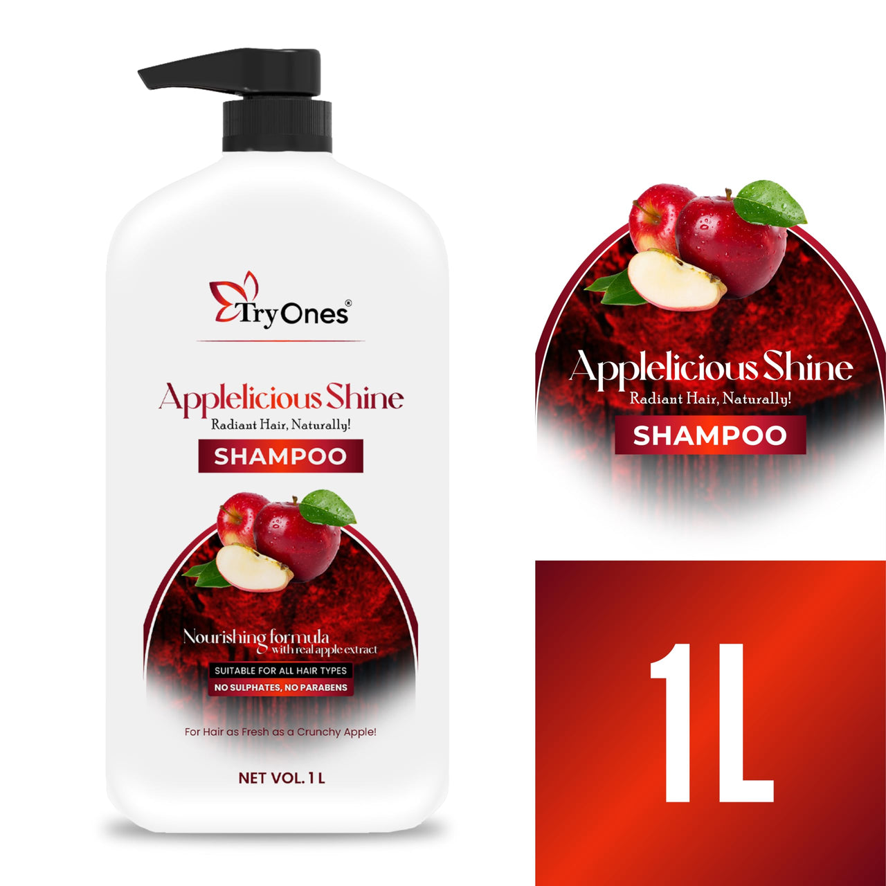 TryOnes Apple Cider Shampoo Men & Women Dry & Frizzy Hair | Helps Control Hair Fall & Promotes Hair Growth Shampoo| For Men & Women - 1000 ML