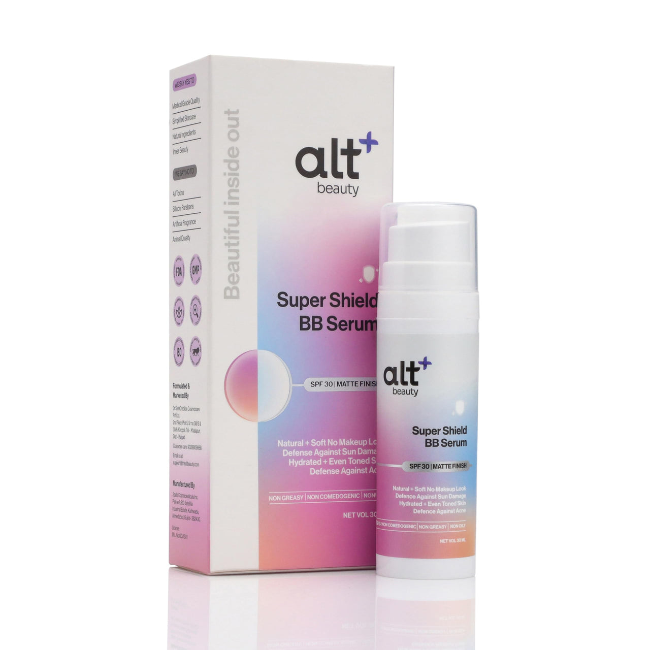 altBeauty Super Shield BB Serum for Natural, No Make up Look | Sun Protection, Defense Against Acne and Acnescars | Deep Hydration & Even Tone Skin | Designed by Dermatologist - 30ml