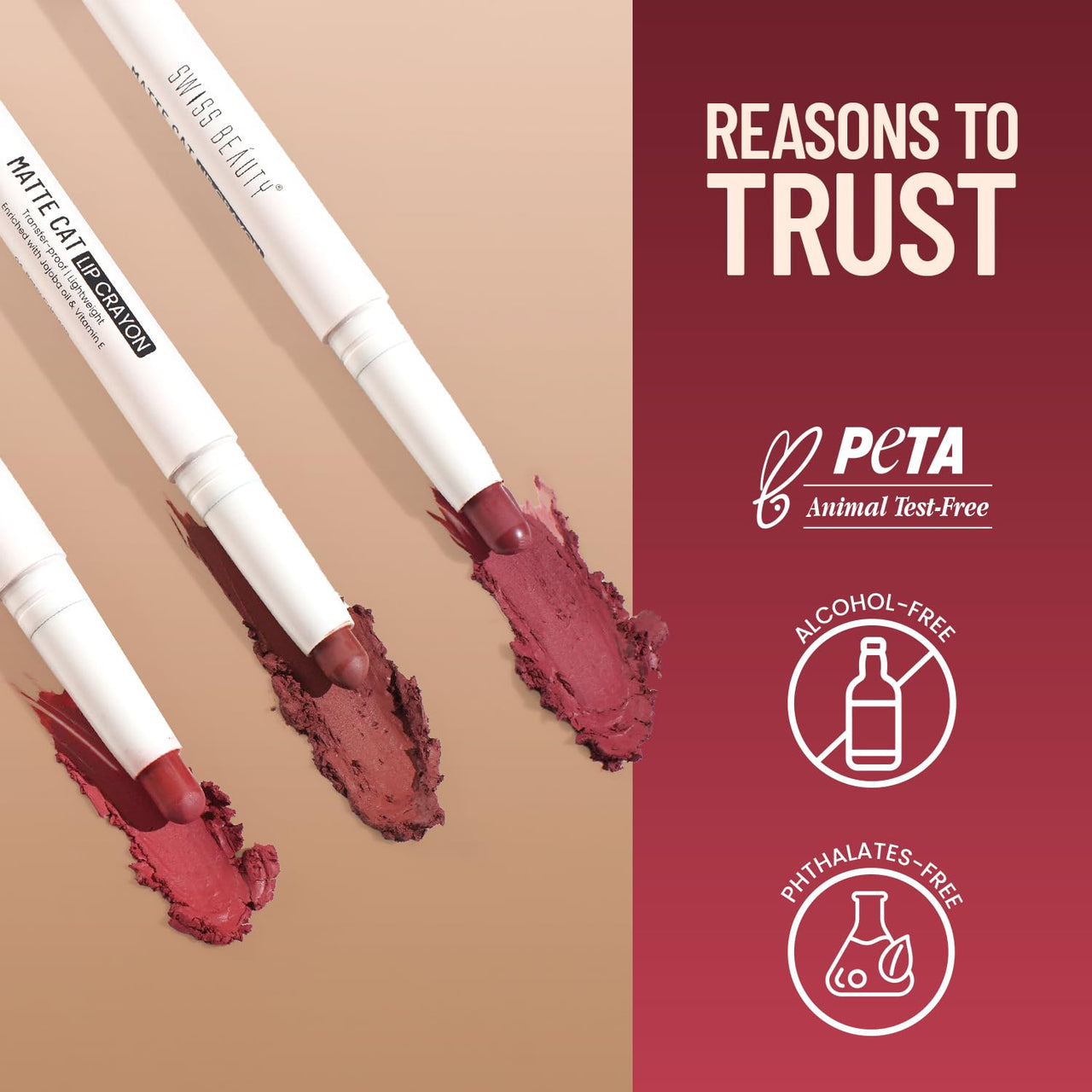 Swiss Beauty Non-Transfer Matte Cat Lip Crayon | Water-Resistant | Long-Lasting 8 Hours Stay | Retractable Lip Crayon | Shade - Choclate Fudge, 1.5g |