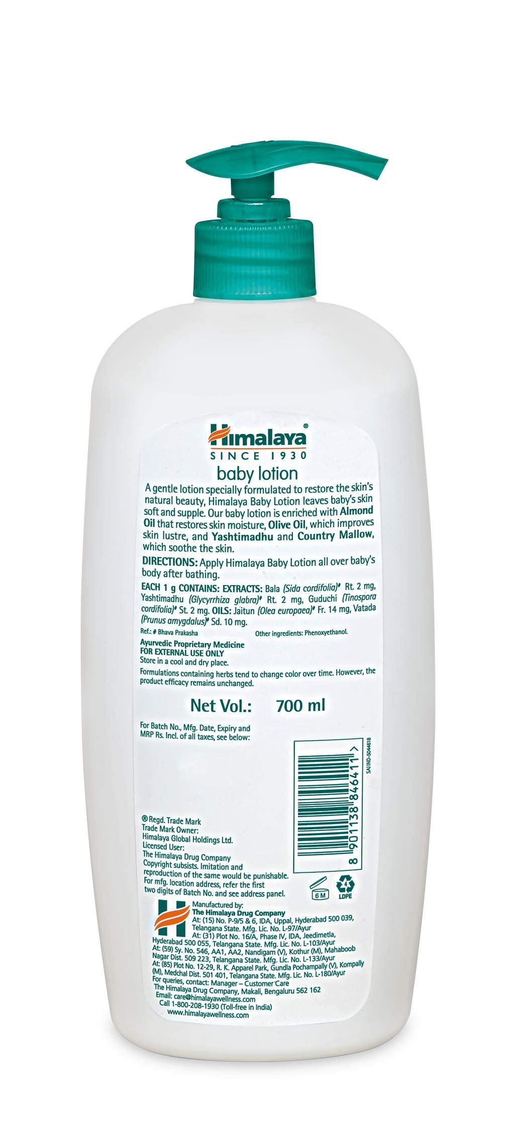 Himalaya Baby Lotion 700ml and Himalaya Baby Care Extra Moisturizing Baby Wash, 200ml