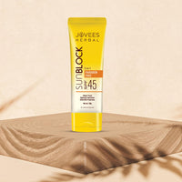 Jovees Herbal Sun Block SPF 45 For Even Toned & Glowing Skin | Suitable For Dry Skin | Sunscreen for UVA/UVB & Blue Light Protection | Lightweight & Non Grassy for Men & Women 50g