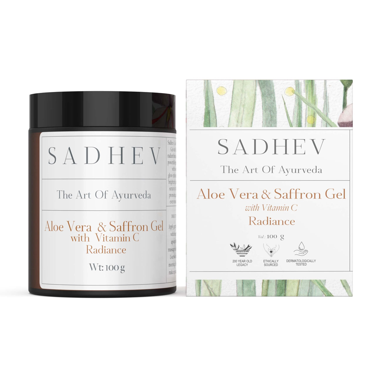 Sadhev's Aloe Vera & Saffron Face Gel with Vitamin C For Radiance, Suitable for All Skin Type, Paraben & Sulphate Free - 100 g - (Pack of 1)
