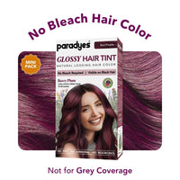 Paradyes No Bleach Mini Berry Plum Glossy Hair Tint, Ammonia-Free Formula for Natural Black Hair, Visible on Natural Black Hair