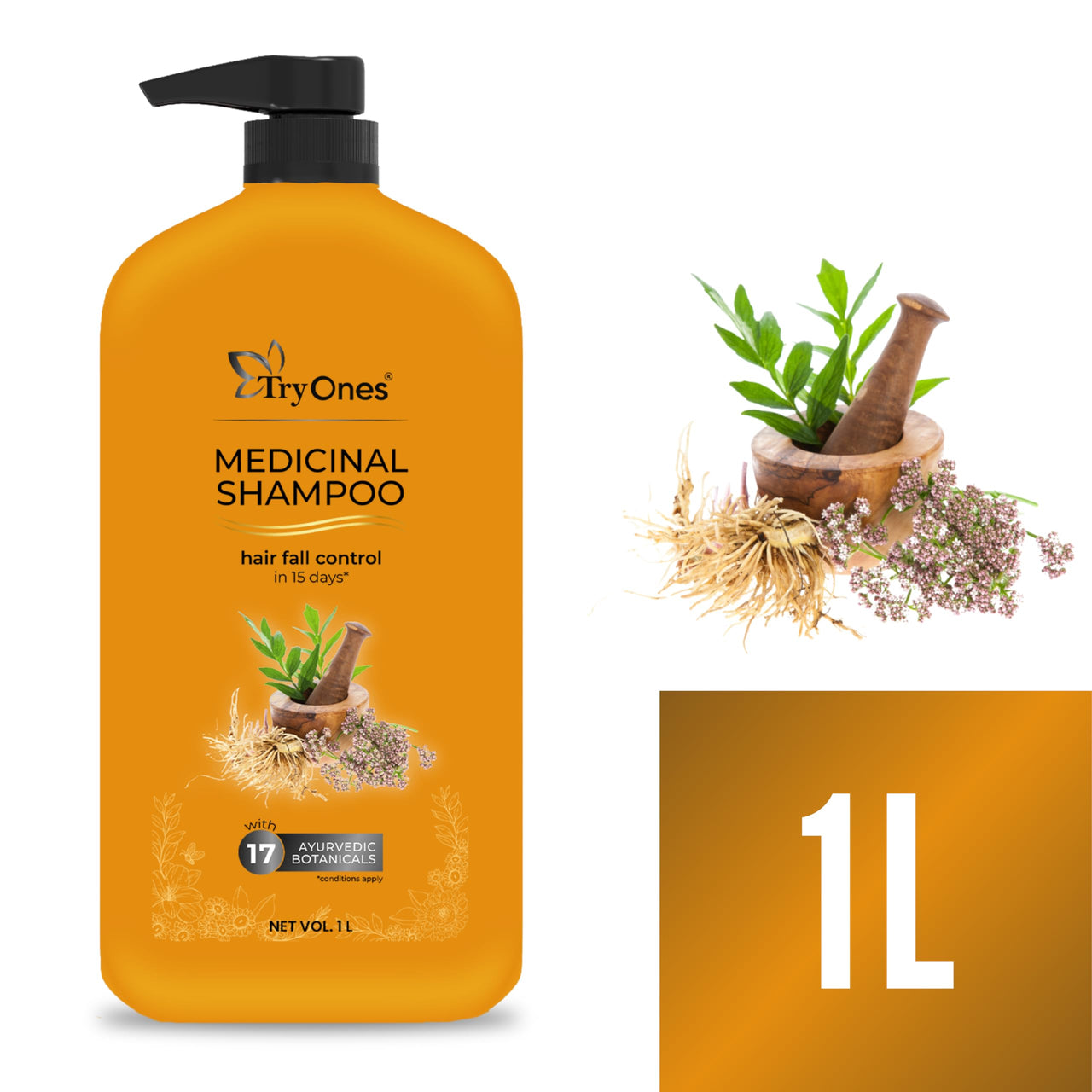 TryOnes Medicinal Shampoo | Helps Control Hair Fall & promotes hair growth 1000 ml