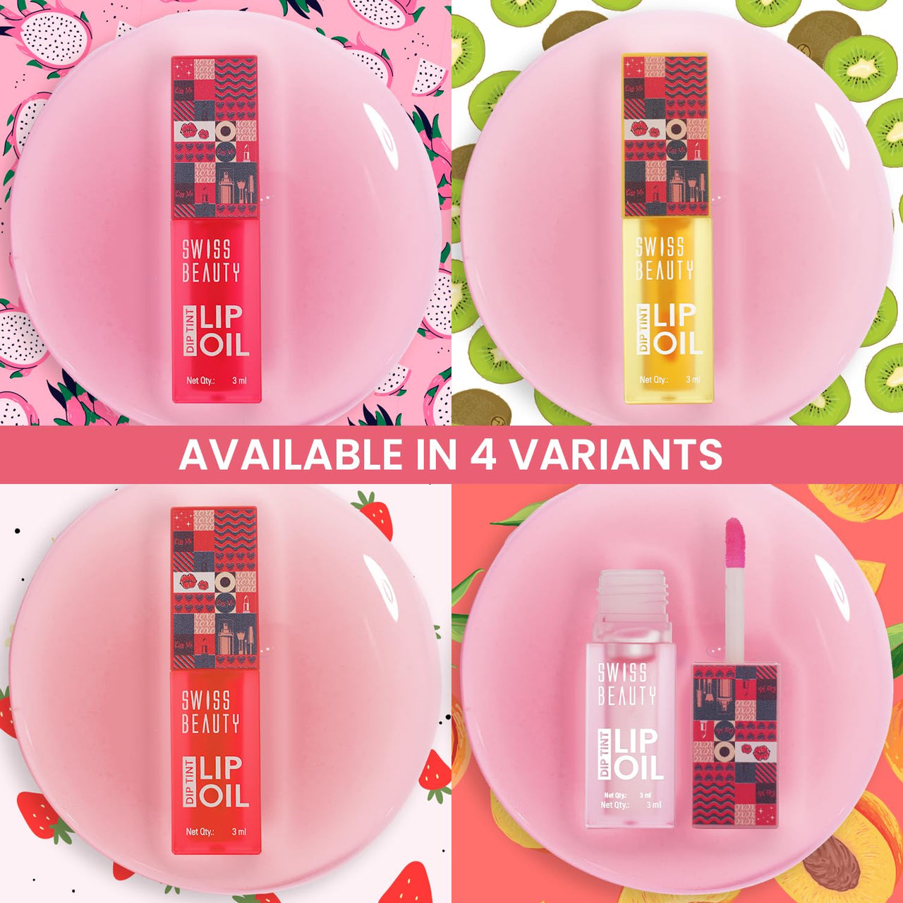 Swiss Beauty Dip Tint Colour Changing PH Lip Oil | With Vitamin E for Long-Lasting Nourishment and Hydration| Soft and Natural Pink Lips | Shade- Peach, 3ml