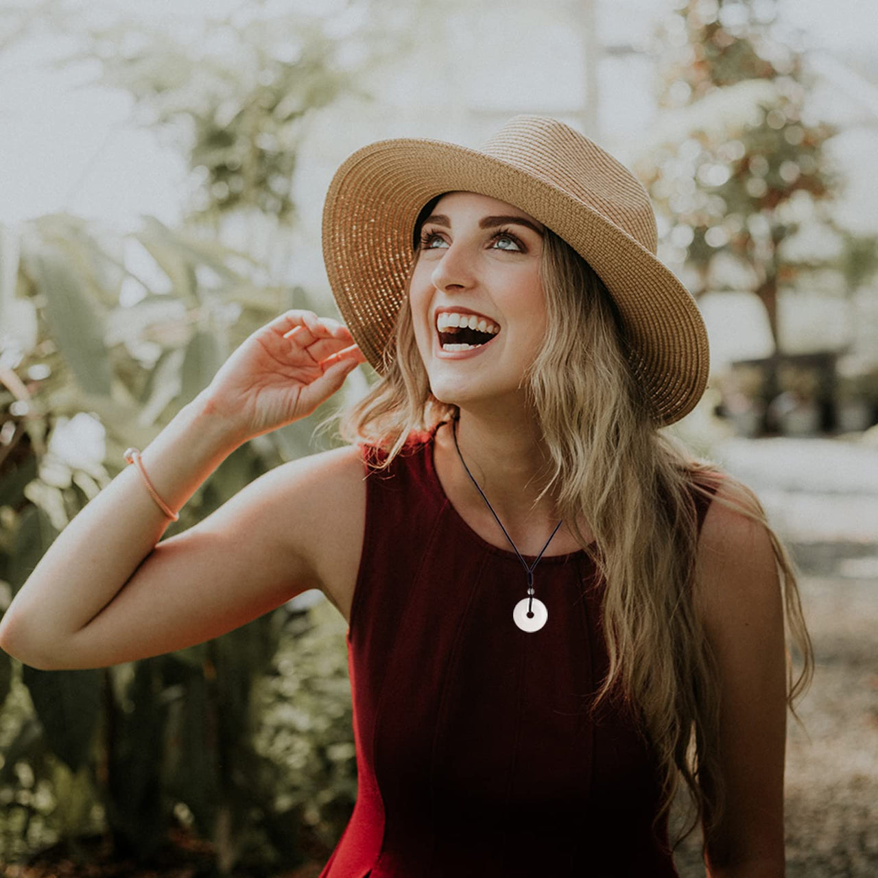 ASGIFT Lucky Coin Crystal Necklace 30mm Round Donut Natural Quartz Protection Pendant with Adjustable Rope Reiki Healing Crystal Stone Spiritual Necklaces for Men Women White-Clear Quartz