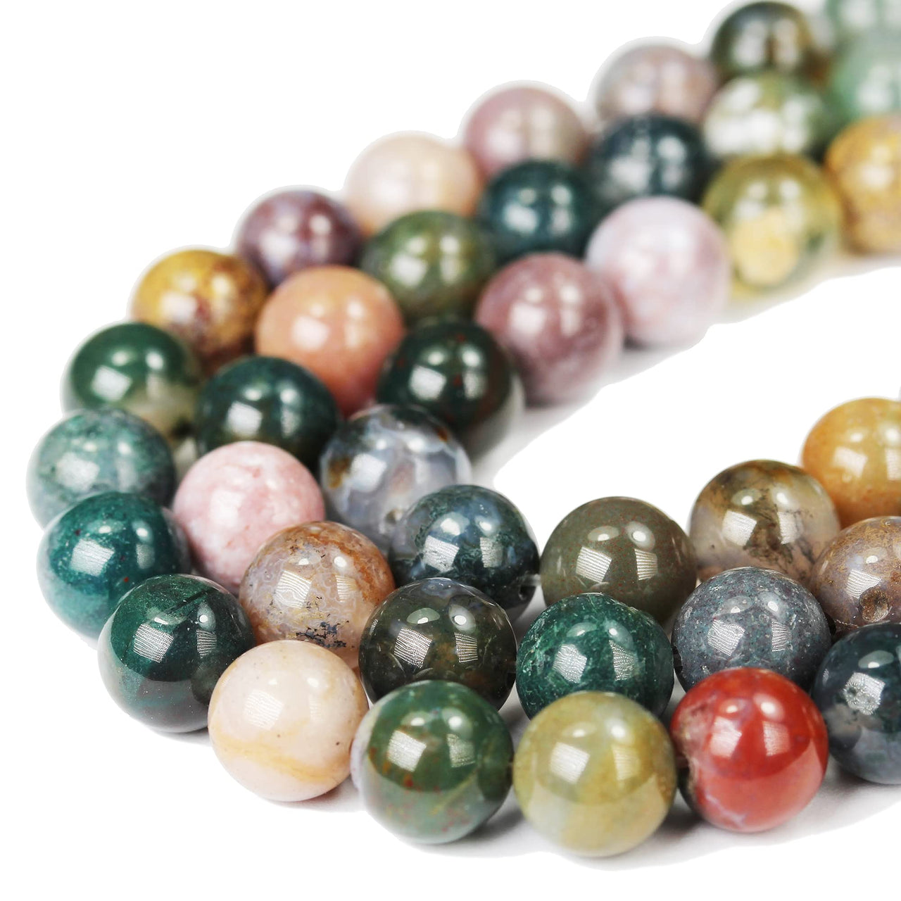 Indian 8mm Agate Beads Gemstone Beads for Jewelry Making Energy Healing Crystals Jewelry Chakra Crystal Jewerly Making Supplies 15.5inch About 46-48 Beads Indian Agate