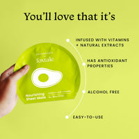 Foxtale Nourishing Sheet Mask with Hyaluronic Acid and Avocado for Nourishing & Hydration, Men & Women, 26g