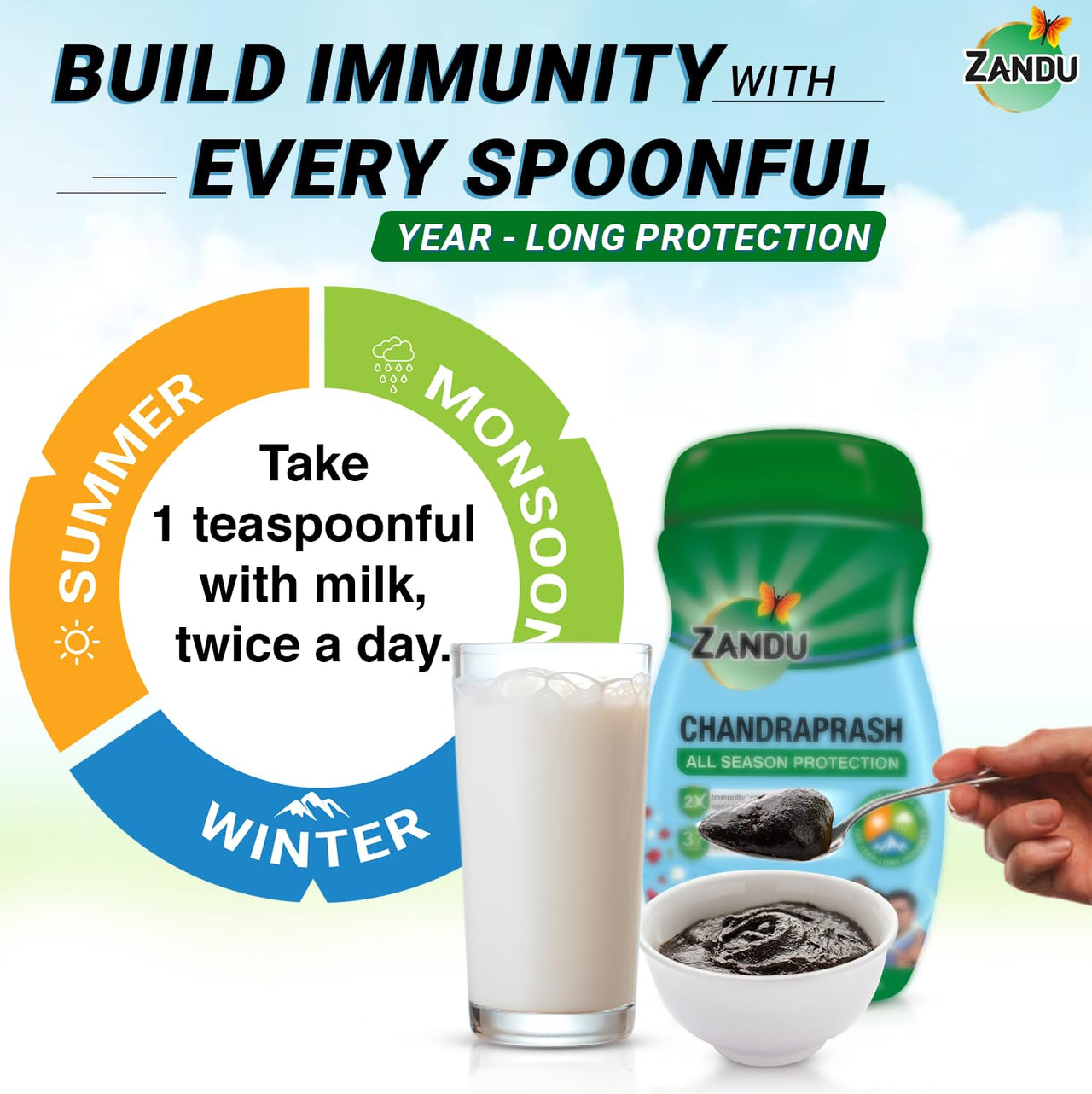 Zandu Chandraprash 900g | 2X Immunity Booster without Heat, All Season Protection Chyawanprash |Blend of 37 Ingredients | Made with Jaggery, No Added Refined Sugar