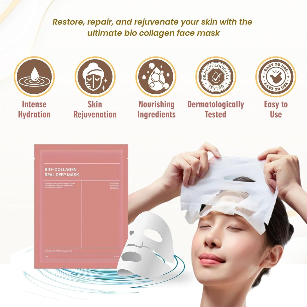 2 Pcs Collagen Overnight Face Mask | Korean Glass Skin Hydrogel Mask for Deep Hydration, Pigmentation, Anti-Aging & Pore Minimizing | Hyaluronic Acid, Niacinamide, Vitamin E & Centella(Pack of 2)