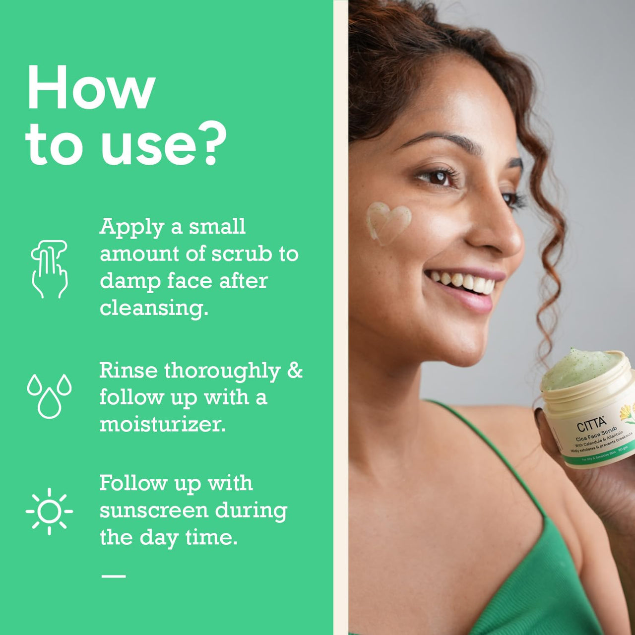 CITTA Cica Face Scrub For Tan & Dead Cells Removal | India’s 1st Frosted Texture Scrub For Oily & Sensitive Skin | 3 Benefits In One | Gently Exfoliates Skin, De-tans, & Restores Barrier | For Men & Women | Non-Drying | Centella Asiatica For Rejuvenation