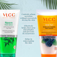 VLCC Neem Face Wash & VLCC Anti Tan Face Wash -150ml X 2- Buy One Get One (300ml) - with Neem Extract, Chamomile Oil, Tea Tree Oil and Mulberry Extract.