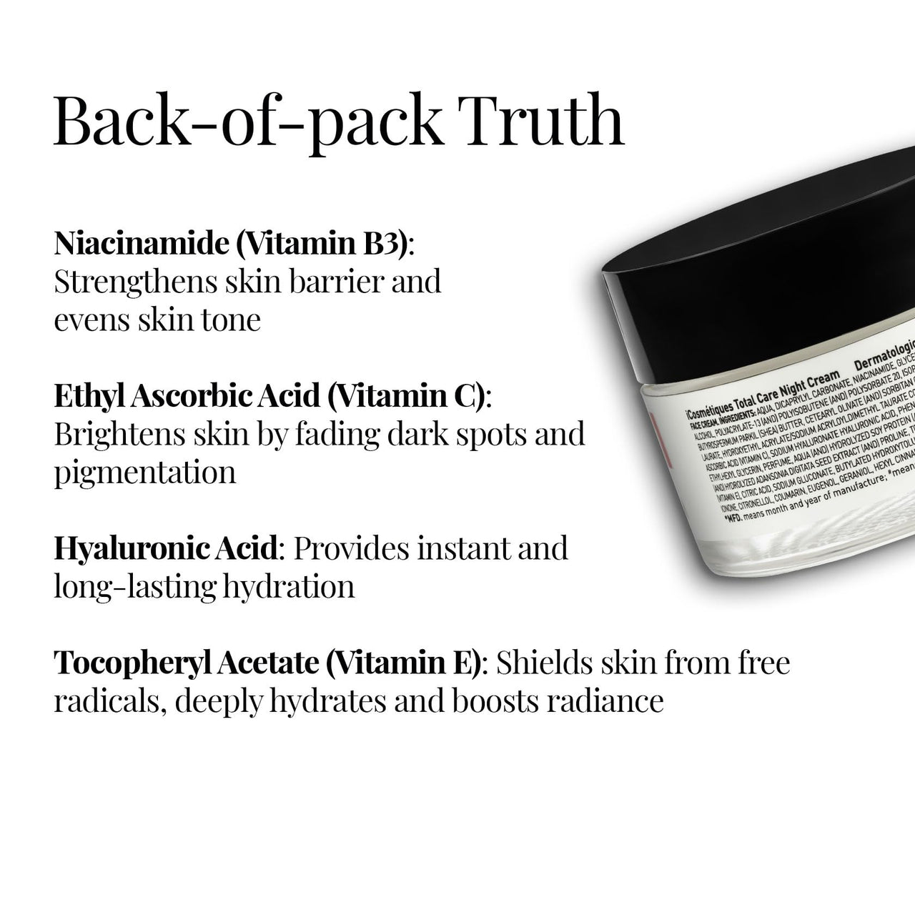 iCosmetiques Night Cream |Vitamins B3, C, E |Shea Butter & Glycerin |Deep Hydration & Glow |Lightweight Moisturizer for Radiant Skin |Mineral Oil & Silicone-Free |Unisex Total Care Formula |50g