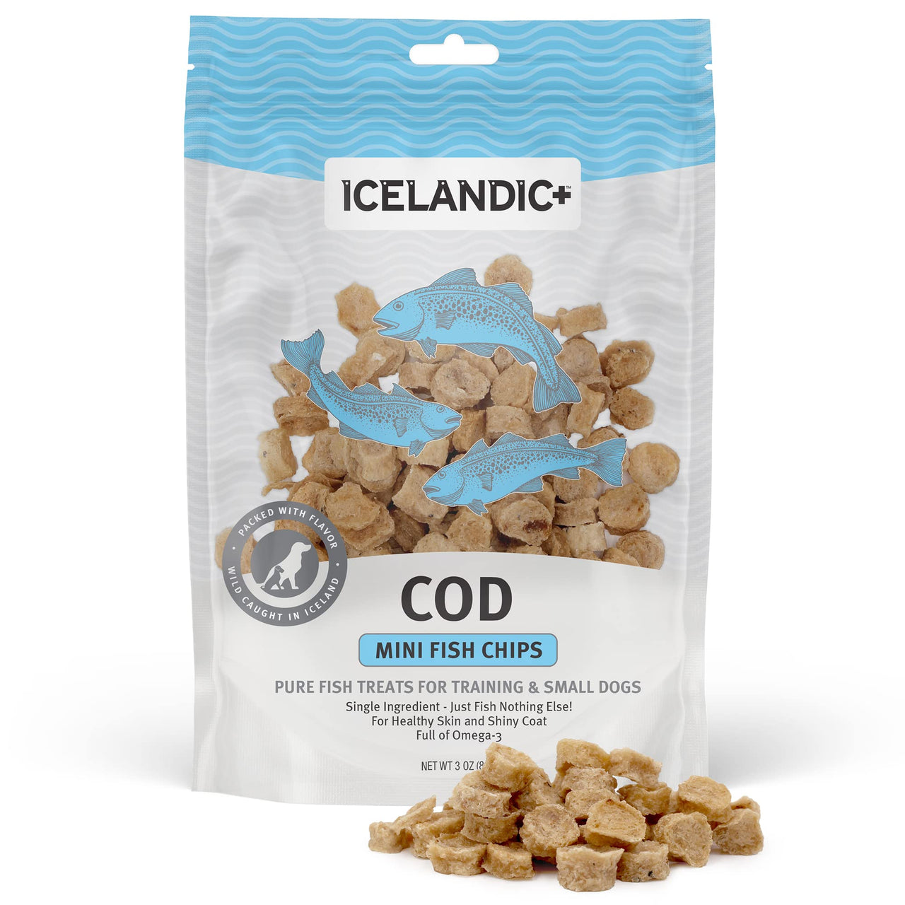 Icelandic+ Mini Cod Fish Chips Training Dog Treat 2.5-oz Bag