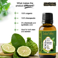 Indus Valley 100% Pure Natural & Organic, Undiluted Bergamot Essential Oil & Glass Dropper for Skin, Hair Care -15ml