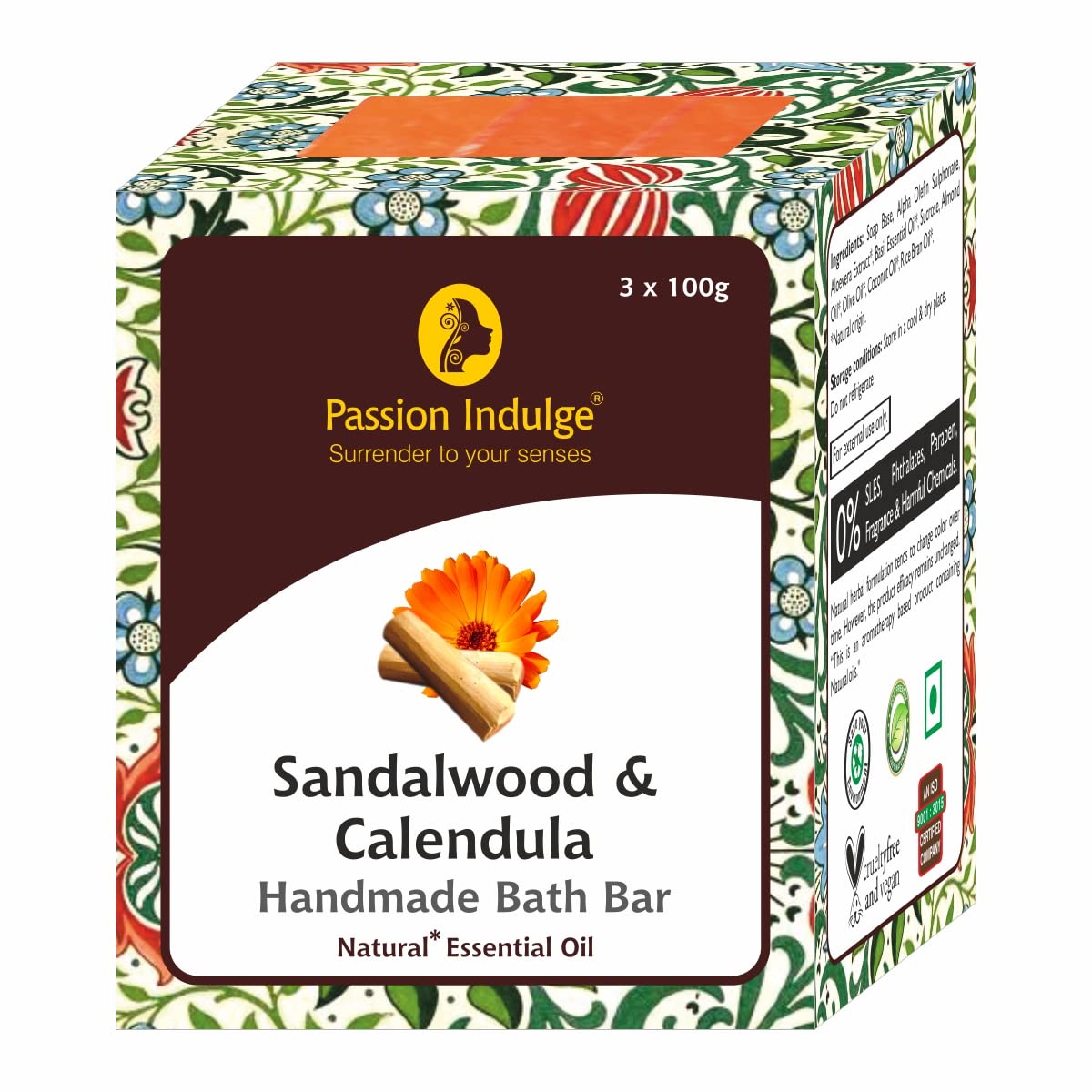 Passion Indulge Handmade Bath Bar Ayurvedic Soap Sandalwood and Turmeric Combo Pack For All Men & Women | Essential Oil | Vegan | All Skin Type (Pack OF 6)
