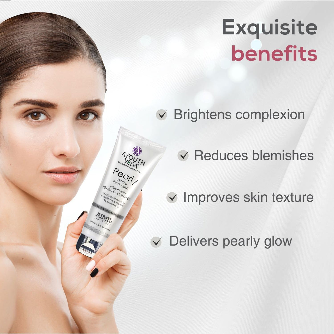 Ayouthveda Pearly White Face Wash 100 ML | Best Skin Whitening face Wash for Women and Men | Enriched With Antioxidants & Vitamin C| Suitable For Normal & Oily Skin (Pack Of 1; 100ml)