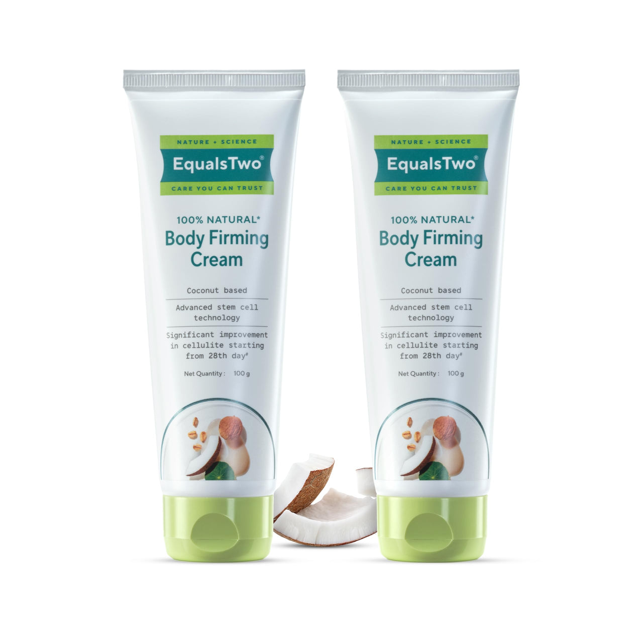 EQUALSTWO Body Firming Cream, Anti-Cellulite Cream for Skin Tightening & Elasticity, Enriched with Vitamin C, Shea Butter, Logan Fruit, & Lotus Flower Extract, PH 5.5, Dermatologically Tested, 100ml (Pack 2)