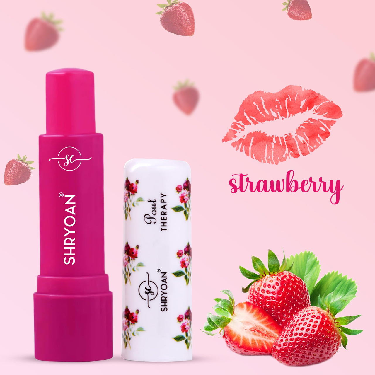 Shryoan Pout Therapy Fruity Lip Balm | Tinted Lip Balm for Nourishing & Hydrating Lips with Natural Fruit Extracts | For Smooth and Moisturized Lips | (Pack of 4) (3.2gX4Pcs)