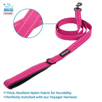 Voyager Step-in Lock Dog Harness w Reflective Dog Leash Combo Set with Neoprene Handle 5ft - Supports Small, Medium and Large Breed Puppies/Cats by Best Pet Supplies - Fuchsia, XS