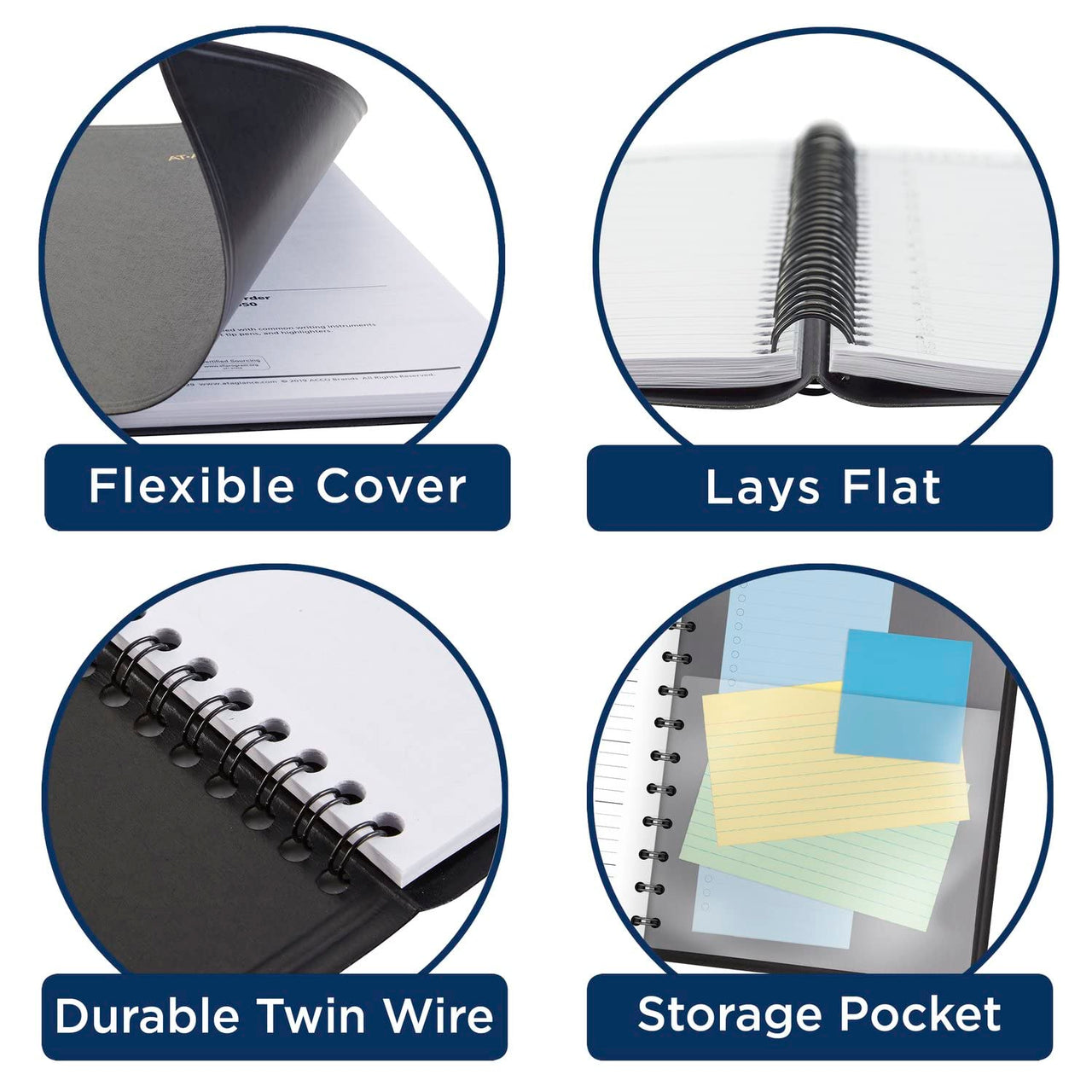 AT-A-GLANCE 2024 Daily Planner, Quarter-Hourly Appointment Book, 5" x 8", Small, Black (708000524)