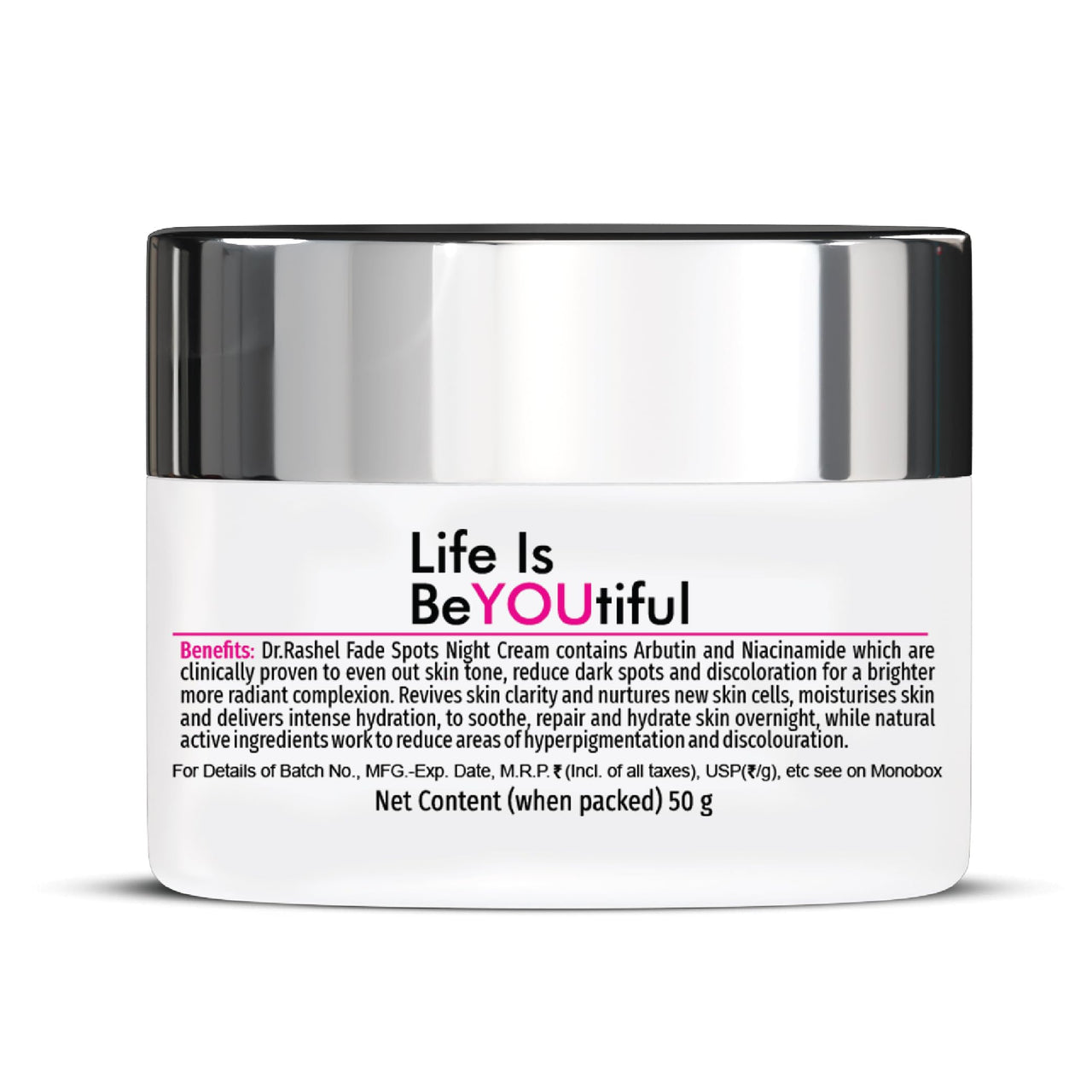 DR.RASHEL White Skin Face Night Cream For Women and Men (50 g) | All Skin Types | Reduces dark spots | Brightens, Nourishes and rejuvenates skin.